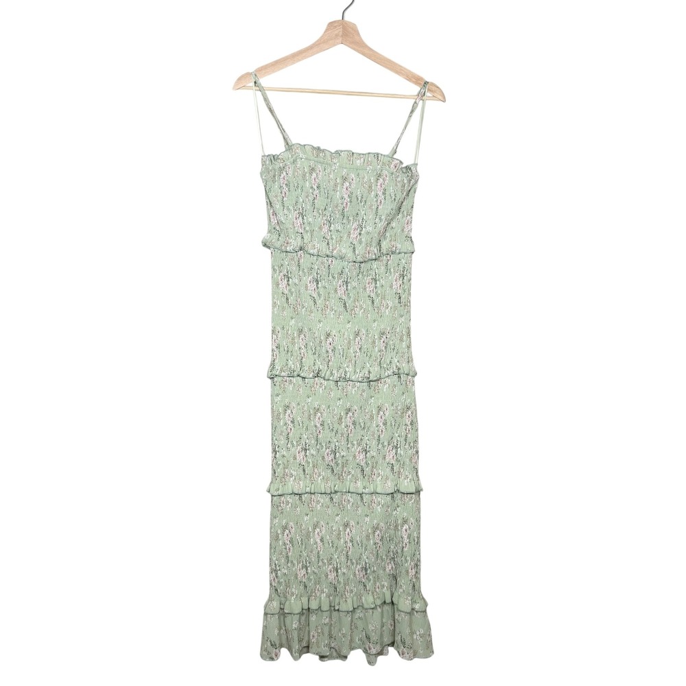 VICI Sage Green Floral Smocked Tiered Midi Dress Size‎ Large